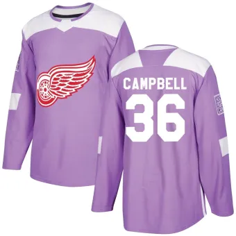 Men's Jack Campbell Detroit Red Wings Hockey Fights Cancer Practice Jersey - Purple Authentic