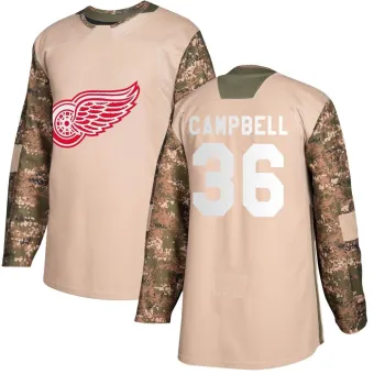 Men's Jack Campbell Detroit Red Wings Veterans Day Practice Jersey - Camo Authentic