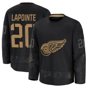 Men's Martin Lapointe Detroit Red Wings 2024 Military Appreciation Practice Jersey - Black Premium