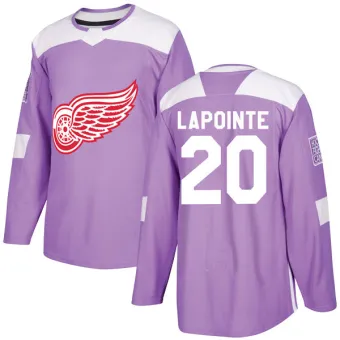 Men's Martin Lapointe Detroit Red Wings Hockey Fights Cancer Practice Jersey - Purple Authentic