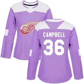 Women's Jack Campbell Detroit Red Wings Hockey Fights Cancer Practice Jersey - Purple Authentic