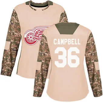 Women's Jack Campbell Detroit Red Wings Veterans Day Practice Jersey - Camo Authentic