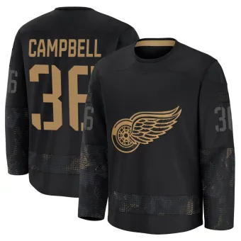 Youth Jack Campbell Detroit Red Wings 2024 Military Appreciation Practice Jersey - Black Premium